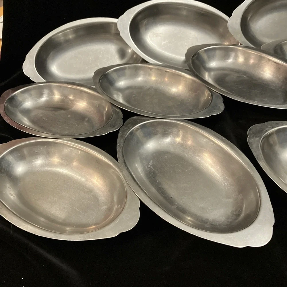 Lot of 11 Oblong Oval Stainless Steel Serving Trays Bowls Brand Ware Japan VTG